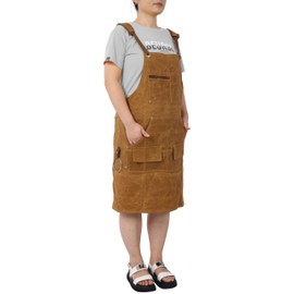 Heemab Protective Coverage with Long Heavy Duty Waxed Canvas Tool Apron, Adjustable Fit, Ample Pockets for Woodworkers, Brown