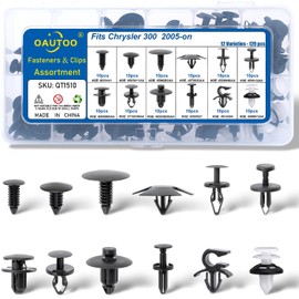 OAUTOO 120pcs fits Chrysler 300 2005-On Body Interior and Exterior Retainer Fastener Clip Assortment Air Inlet Grille, Bumper Fascia, Fender Liner Retainer Door Trim Panel Clips