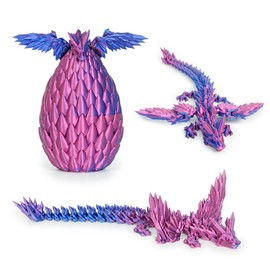 Olee Odee 3D Printed Dragon Eggs with Articulated Fly Dragon Inside, Collectible Figurines Fidget Toy for Adults Kids Birthday Easter Christmas White Elephant Gifts for Friends Colleagues (Purple)