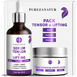 PUREZA NATUR Pack Tensor + Lifting serum tensor y crema lifting intensiva Paquete completo de suero 50ml + crema 50g para el cuidado de la piel, hidratación y rejuvenecimiento (Pack Tensor Lifting)