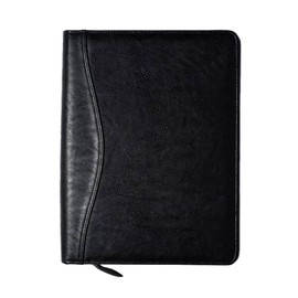 Planner Pad 7 Ring Loose Leaf Executive Size Cover, Fits 8 1/2” x 11” Size Planner Pages, Black Faux Leather