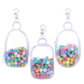 3 Pcs Clear Figure Display Bag with Keychain, Portable Small Doll Storage Hanging Zipper Closure Blind Box Display Case, White Dustproof Carrying Case for Showing Off Box Figures Dolls Collectibles