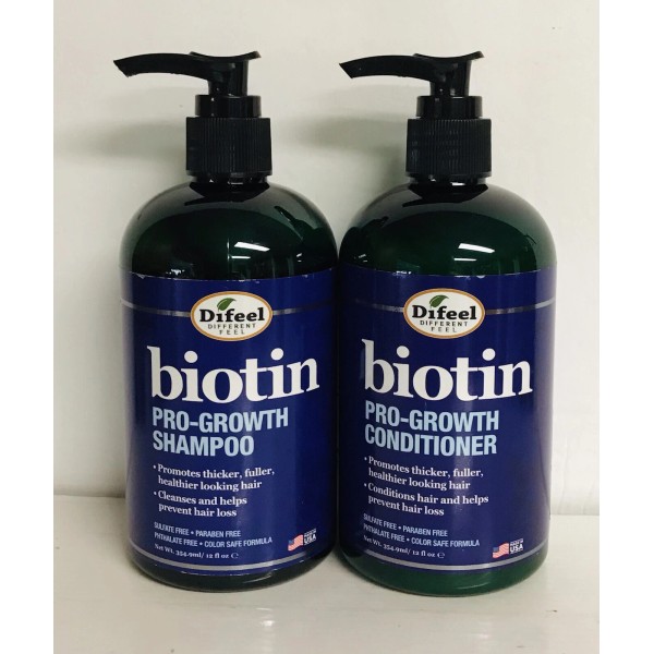 Difeel ~ Biotin Pro-Growth Shampoo & Conditioner 12 oz Each