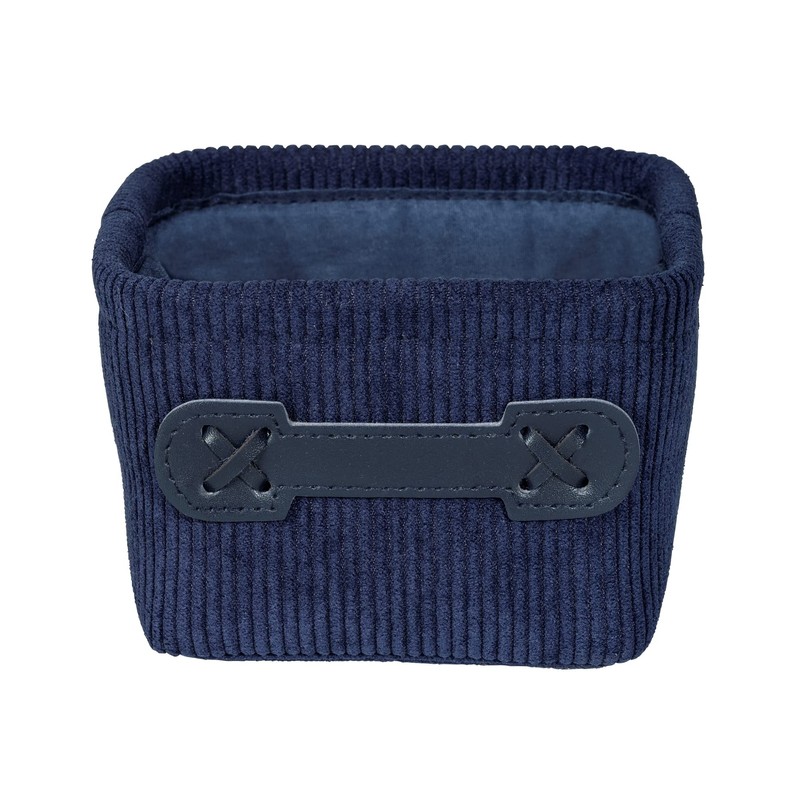 WENKO Anela Bathroom Basket Dark Blue Square Storage Basket
