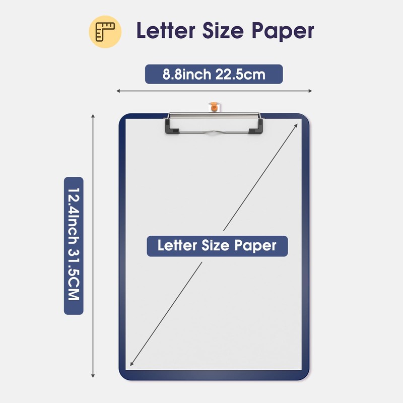 Plastic Clipboards, A4 Blue Clip Board 8.5x11 for Classroom, Students,