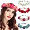 DANRENPANG Women's Bohemian Simulated Rose Flower Wreath Adjustable Flower Crown
