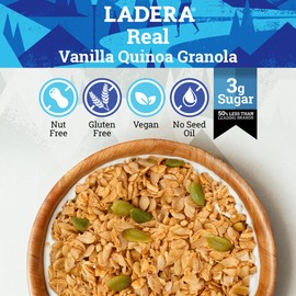 Ladera Vanilla Quinoa Granola - Nut Free Low Sugar Breakfast Cereal, Gluten Free & Vegan, Honest Ingredients, 2LB