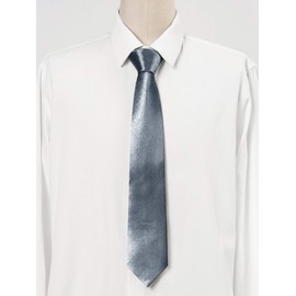 Allegra K Men's Solid Color Necktie, Legaler Tie, 3.1 inches (8 cm), Glossy, Formal, Casual, Business, Wedding, gray (dark gray)