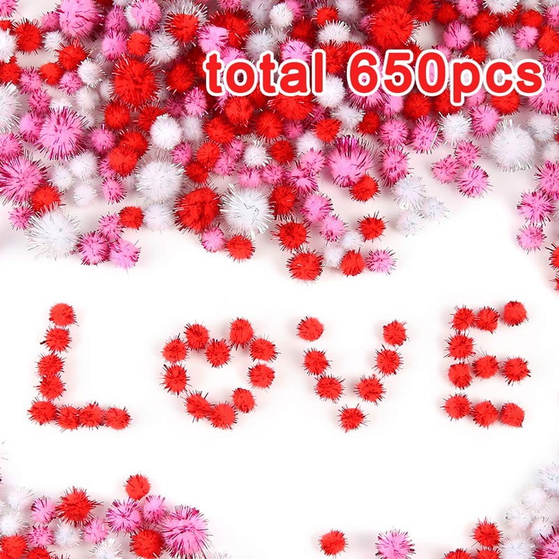 Caydo 650 Pieces Red Pom Poms, Small Craft Pompoms for