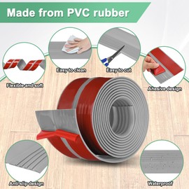 M METERXITY Stair Edge Trim 10FT Vinyl Rubber Stair Nosing Non-Slip Self Adhesive Stair Edge Trim Strips Staircase Step Edge Protector for Indoor/Outdoor Stairs [Grey,1.89 Inch]