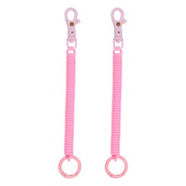 [PATIKIL] Retractable Coil Spring Key Chain Anti-lost Keychain Holder Lanyard Cord Metal Lobster Clasp with Key Ring for Key Wallet, Pink
