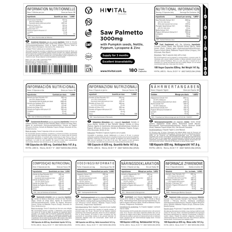 Saw Palmetto 3000mg 180 Vegan Capsules for 3 Months