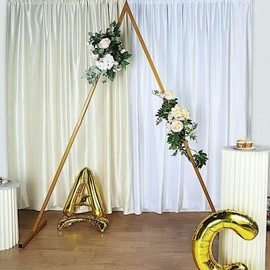 125X250CM/W4.1xH8.2 FT Triangle Metal Arch Backdrop Stand,Garden Arbor Gold Wedding Arches for Ceremony Metal Frame Wedding Props Decoration for Wedding Ceremony