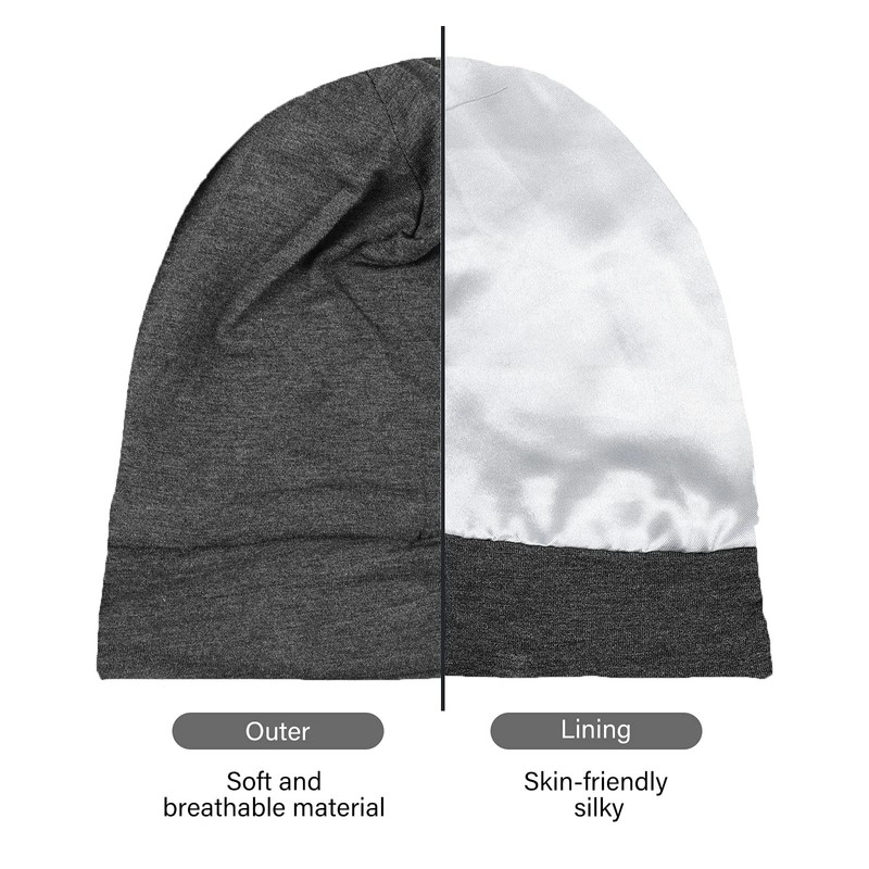 Geyoga 2 Pcs Silk Satin Bonnet for Sleeping Men Silk