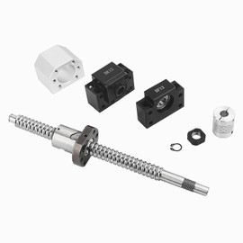 250mm/9.84inch Ball Screw RM/SFU1605 (Diameter 16mm, Lead 5mm) with Metal Ball Screw Nut, BK/BF End Supports and Ball NUT HOUSINGS CNC Parts for DIY CNC Machine and 3D Printer (RM/SFU1605,