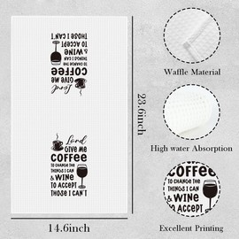 Funny Wine Kitchen Towels Bar Towels Gifts for Wine Lovers Coffee Lovers Lord Give Me Coffee to Change The Things I Can Wine Accessories Decor Waffle Weave Tea Towels for Kitchen 14×23 Inches