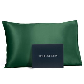 Fishers Finery 25mm 100% Pure Mulberry Silk Pillowcase (Dark Green Queen)