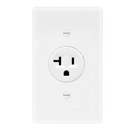 Maxxima 20A Single Receptacle Outlet - 2 Pack, 125 VAC Commercial Grade White Electrical Outlet for Appliances, NEMA 5-20, UL Listed, Wall Plates Included, Ideal for Construction and Renovations