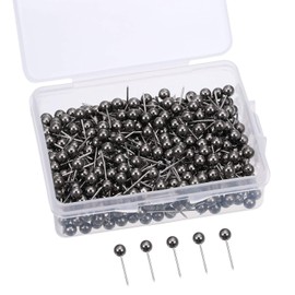 Small Round Map Tacks,200 Pack Map Push Pins with 1/8 Inch Head and Steel Point (Retro Metallic Black)