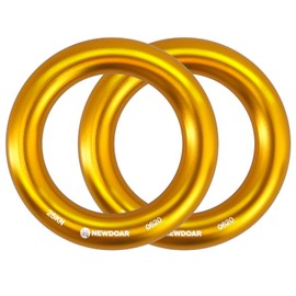 NewDoar Rappel Ring 25kN Gold Large O-Ring Rope Connector for Rock Climbing Arborist Rescue Hammock and Slackline(Red 2pcs)