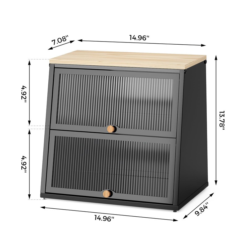 Urackify Bread Box for Kitchen Countertop – 2-Tier Bread Storage