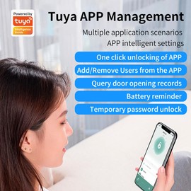 Smart Biometric Fingerprint Door Lock System,Work with Tuya/Smartlife APP Bluetooth Digital Handle Lock,Keyless Entry Door Lock Home Security,for bedrooms,Families,Hotels,Offices,Apartments (Black)
