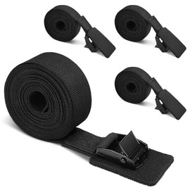 Forhandy Pack of 4 Black Lashing Straps with Padding Extra Large Load Capacity Tie Down Straps Bicycle Carrier Adjustable Mounting Strap with Clamping Lock for Roof Box Motorcycle Kayak (2 m x 25 mm)