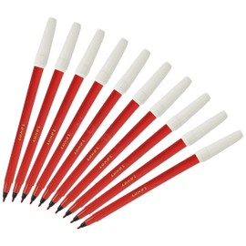 Colouring Felt Tip Pens, RED, VAI-HCR Single Colour Pens, Pack of 10, Ideal for Write Mark Draw Sketch, Office School Home Use, iVAIDEX Black Ball Pen