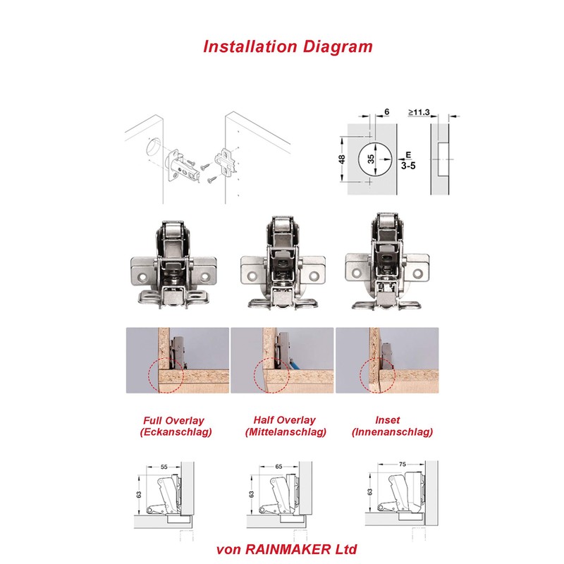HAFELE 165 Degree Hinges with Integrated Cushioning Kitchen Cabinet Cupboard