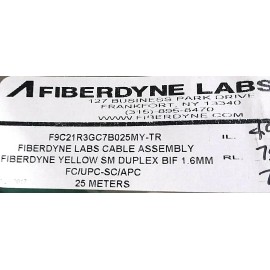 Fiberdyne SM Dplx BIF 1.6mm, fc-upc-sc/upc, 25meters; Part #F9C21R3GC7B02