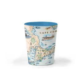 Xplorer Maps Cape Cod Map Ceramic Shot Glass, BPA-Free - For Office, Home, Gift, Party - Durable and holds 1.5 oz Liquid