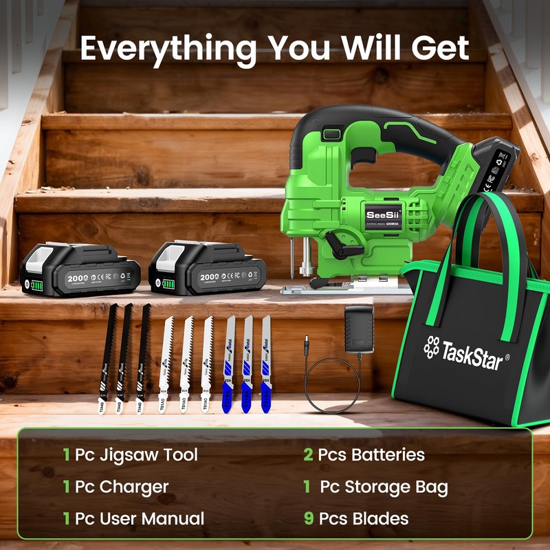 TaskStar Jig Saw - Cordless Jigsaw Saw with Batteries and
