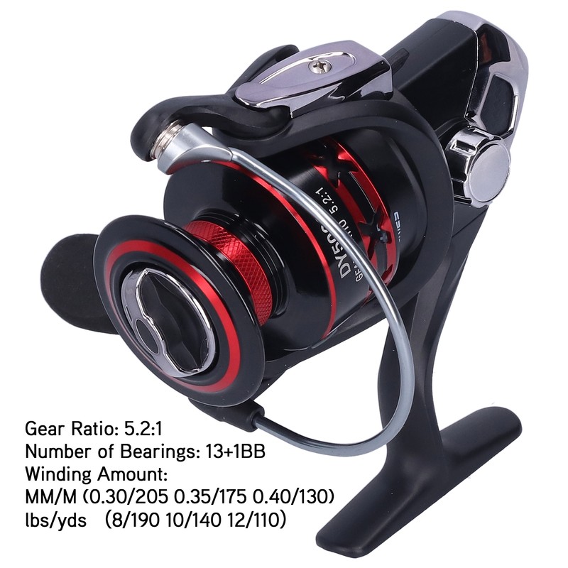 13+1 Bearing Spinning Reel 5.2:1 Gear Ratio Metal Wire Cup