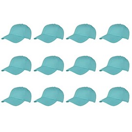Gelante Baseball Caps Hats 100% Cotton Plain Blank Adjustable Size Wholesale Bulk of 12 Pack.1821-Aqua-12PC
