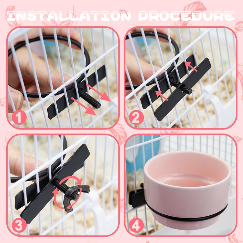 LuckyOpt 5 Oz Bird Cage Feeder, Detachable Hanging Ceramic Bird