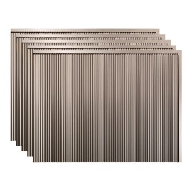 Fasade 18in x 24in Rib Backsplash Panel - Brushed Nickel, 6x6 Inch Sample