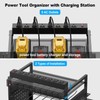 JUNNUJ Power Tool Organizer Floor Stand with Charging Station, Garage