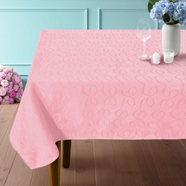 Pink Table Cloths for Parties, 1PC 60"x84" Rectangle Tablecloth (Seats 6-8) - Cotton Polyester, Wrinkle/Fade Resistant, Reusable & Washable, Luxury Table Cover for Wedding & Banquet, Bow Jacquard