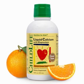 ChildLife Essentials® | Liquid Calcium with Magnesium 16 Fluid Ounces (473 mL) Natural Orange Flavor Liquid Formula | Calcio Líquido con Magnesio 16 onzas líquidas (473 ml) de fórmula líquida con sabor a naranja natural
