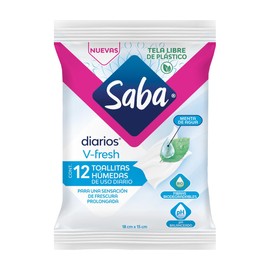 Saba Toallitas Húmedas V-fresh para uso íntimo, 12 piezas