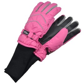 SnowStoppers Kid's Waterproof Long Cuff Winter Gloves (Fuchsia, Small)