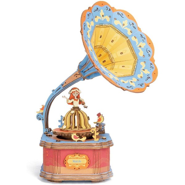 Rolife Music Box, DIY Hand Crank for Kids and Adults, 3D Puzzle, Present, Toy (Vintage Phonograph)