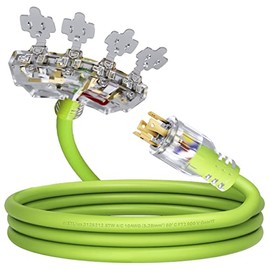 GearIT 30-Amp / 5-20R x4-Outlets Adapter Cord (1.5-Feet) 4-Prong 30A Generator Extension Cord to 4X Household 125/250V, NEMA 14-30P to 5-20R - STW 10AWG/4 Heavy Duty Twist Lock - 1.5ft