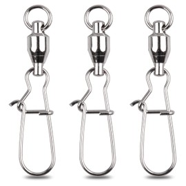 SHADDOCK Fishing Swivels Ball Bearing Barrel Swivels with Duo Lock Snap Clasp Assortment Stainless Steel High Strength Fishing Line Connectors Saltwater Fishing Tackle Accessories(6#-10pcs-110lb)