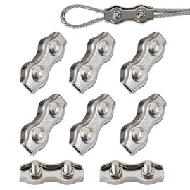 Pack of 6 Duplex Clamp M6 Rope Clamp Wire Rope Clamp 304 Stainless Steel Wire Rope Clips Duplex Clips for 6 mm Steel Cable Rope Rigging