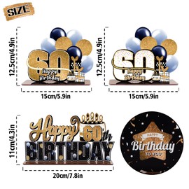 LINGTEER Happy 60th Birthday Gold Acrylic Table Topper Centerpieces Set - Cheers to Sixty Years Old Birthday 60th Bday Party Gift Decorations.