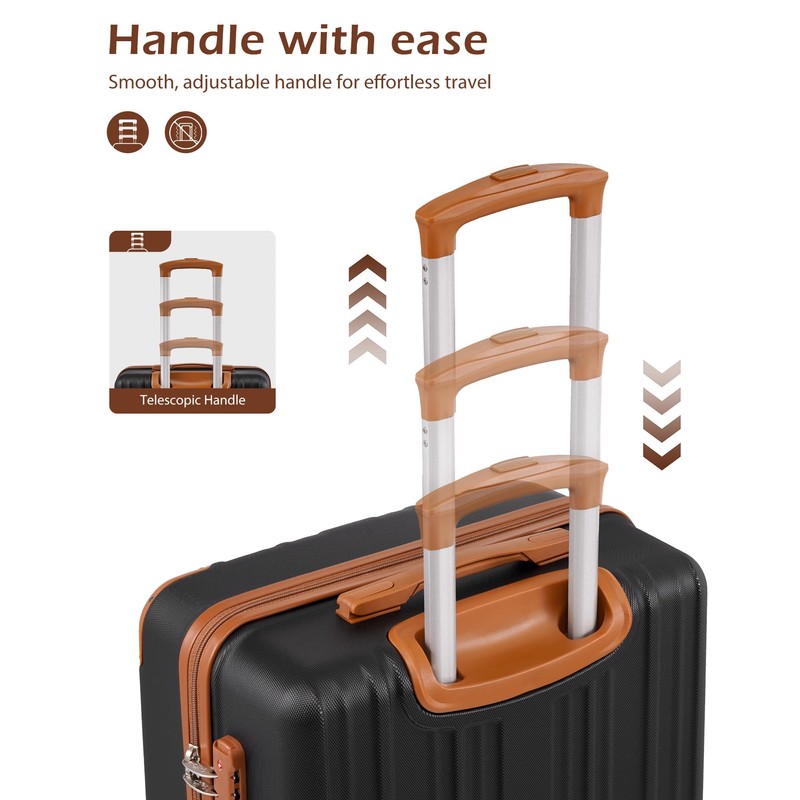 Coolife Luggage, Lightweight and Durable Hardshell, 28 in, apricot black