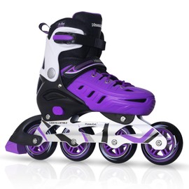 MammyGol Adults Adjustable Inline Skates, Safe and Durable Roller Skates with Giant Wheels, High Performance Professional Skates for Men Women White Purple