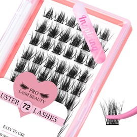72 Pcs Individual Cluster Lashes 3D Effect DIY Lash Extension 8-16mm Eyelash Clusters Volume Wispy Lashes Super Thin Band Reusable Soft & Comfortable(3D Fluffy-Inspiring,D-8-16mix)