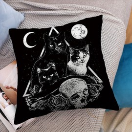 MAIGO Gothic Witchy Cushion Cover - Witch Gifts, Grunge Room Decor, Goth Witchcraft Decor, Gothic Bedroom Decor Pillow Case (B)